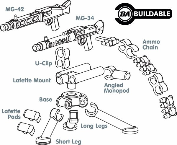 BrickArms German Tripod w/MG-34 & MG-42