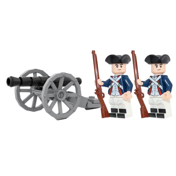 Continental Army Battlepack with S ix Pounder Cannon and 2x Continental Soldier Minifigures