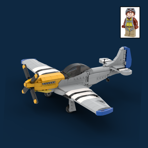 P-51 Mustang -  WWII US Fighter Aircraft with WWII US Pilot Minifigure - PREORDER